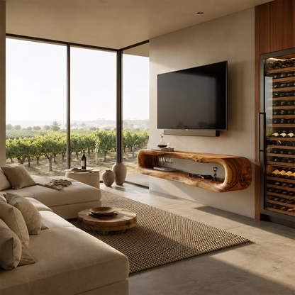 Natural Solid Wood TV Stand with Sculptural Open Nook Minimalist Design - Livewoodcraft - 5