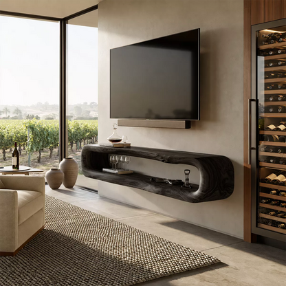 Natural Solid Wood TV Stand with Sculptural Open Nook Minimalist Design - Livewoodcraft - 8