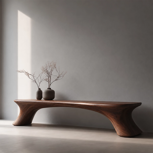Organic Curved Wood Bench – Natural Wood Entryway Bench for Modern Interior - Echotimber - 3808