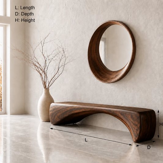 Organic Curved Wood Bench – Natural Wood Entryway Bench for Modern Interior - Echotimber
