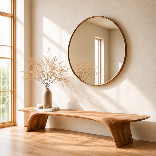Organic Live Edge Wood Bench – Natural Wood Entryway Bench for Modern Interior - Echotimber