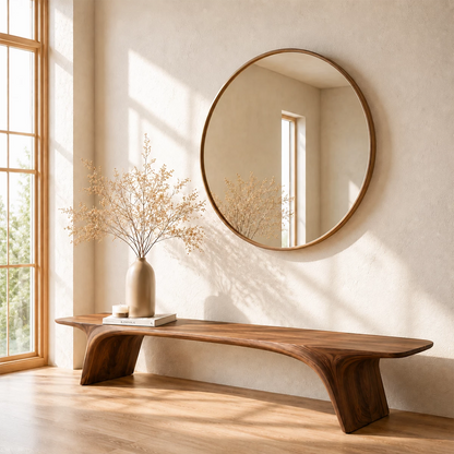Organic Live Edge Wood Bench – Natural Wood Entryway Bench for Modern Interior - Livewoodcraft - 7