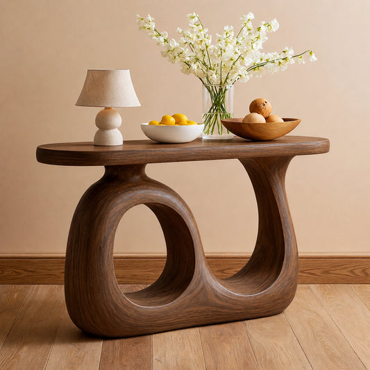 Organic Loop Natural Solid Wood Console Table for Entryway Decor - Echotimber