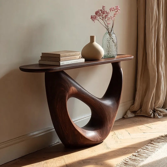 Organic Sculptural Natural Solid Wood Console Table with Open Base - Echotimber