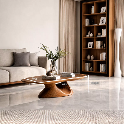 Round Solid Wood Coffee Table With Sculptural Hollow Base And Natural Wood Grain For Modern Living Room - Livewoodcraft - 10