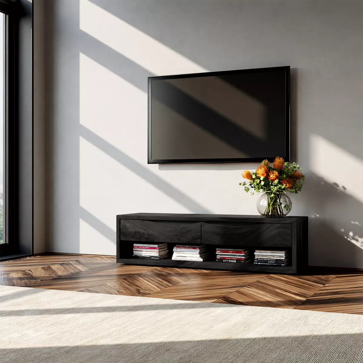 Rustic Solid Wood TV Stand For Living Room - Livewoodcraft - 3