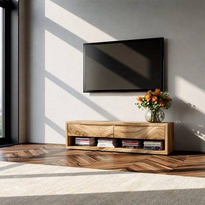 Rustic Solid Wood TV Stand For Living Room - Livewoodcraft - 4