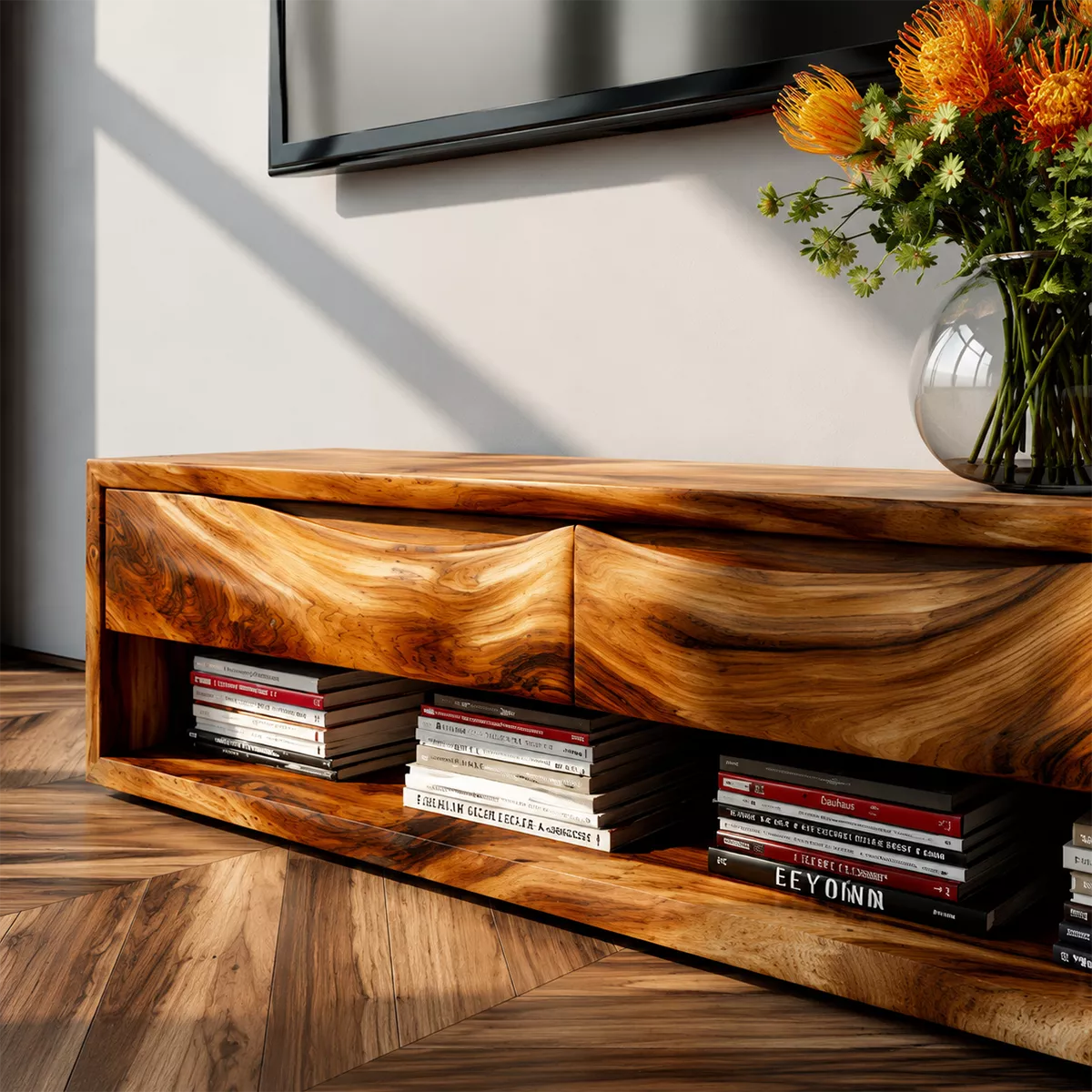 Rustic Solid Wood TV Stand For Living Room - Livewoodcraft - 5
