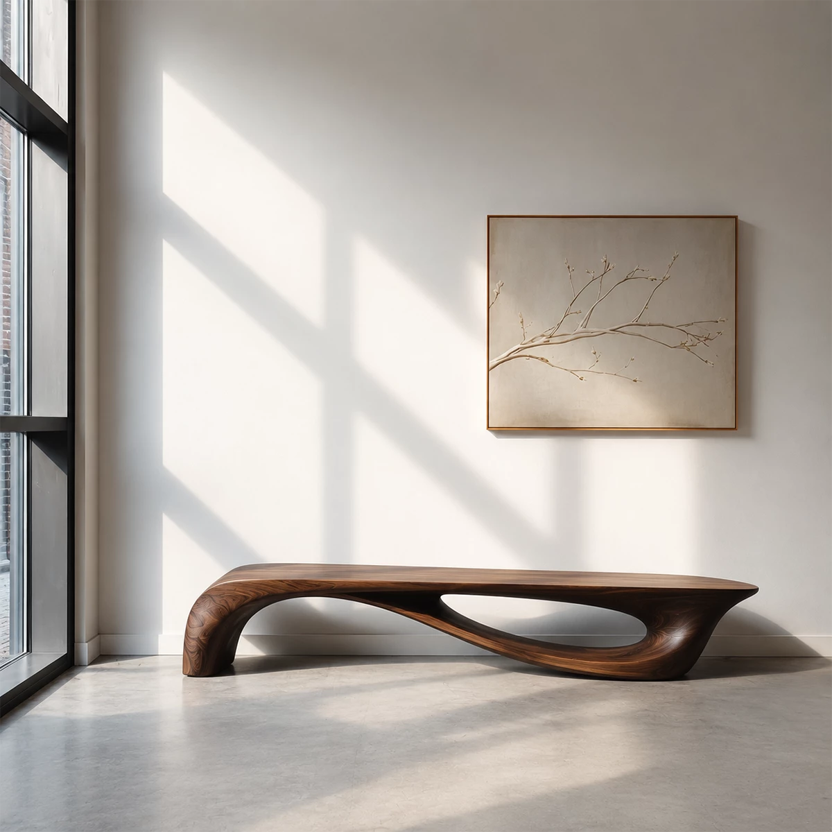 Sculptural Curved Wood Bench – Organic Natural Wood Bench for Modern Interior - Livewoodcraft - 10