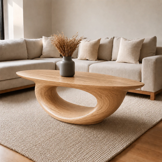 Sculptural Modern Coffee Table Crafted from Natural Solid Wood - Echotimber