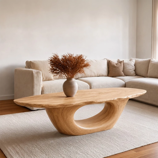 Sculptural Natural Solid Wood Coffee Table for Living Room - Echotimber