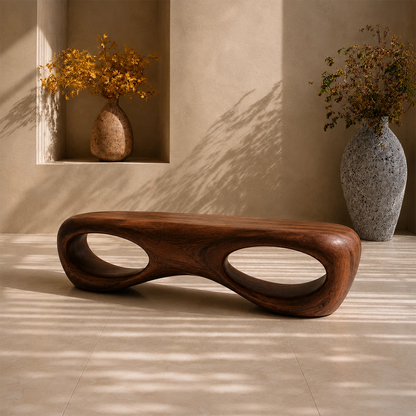 Sculptural Oval Wood Bench – Organic Natural Wood Bench for Modern Interior - Livewoodcraft - 10