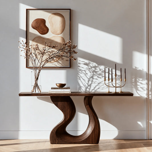 Sculptural Solid Wood Console Table with Curved Base - Echotimber - 8496