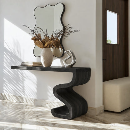 Sculptural Solid Wood Console Table with Curved Base - Livewoodcraft - 8