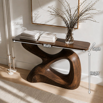 Sculptural Solid Wood Console Table with Organic Open Base - Livewoodcraft - 8
