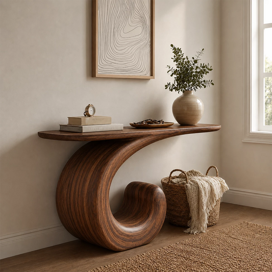 Sculptural Spiral Console Table in Natural Solid Wood - Echotimber