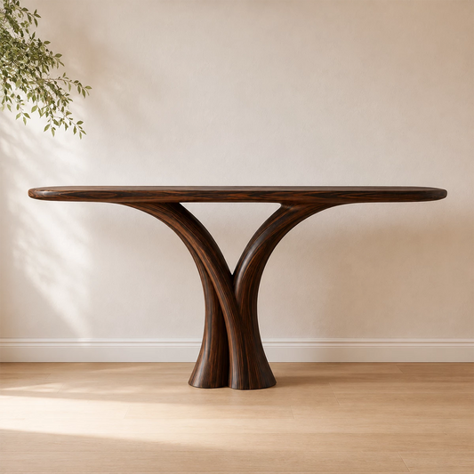 Sculptural Twin Arch Console Table in Natural Solid Wood - Echotimber