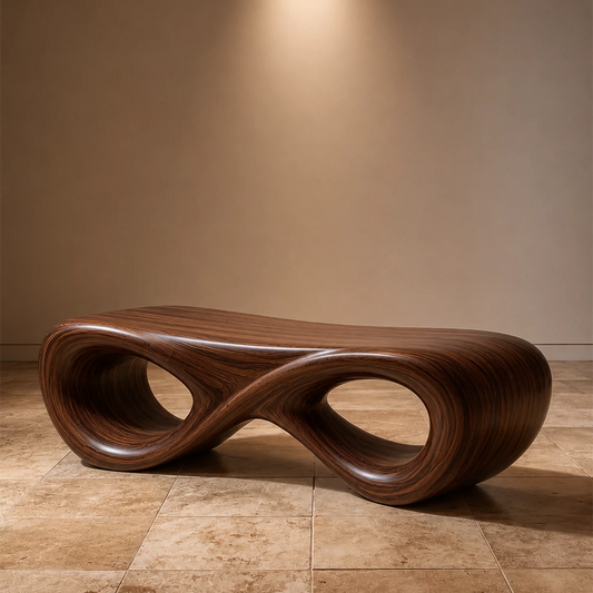 Sculptural Wave Wood Bench – Organic Natural Wood Bench for Modern Interior - Echotimber - 6016