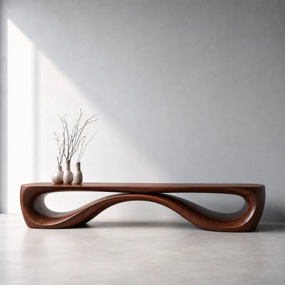 Sculptural Wave Wood Bench – Organic Natural Wood Bench for Modern Interior - Livewoodcraft - 5584 - 10