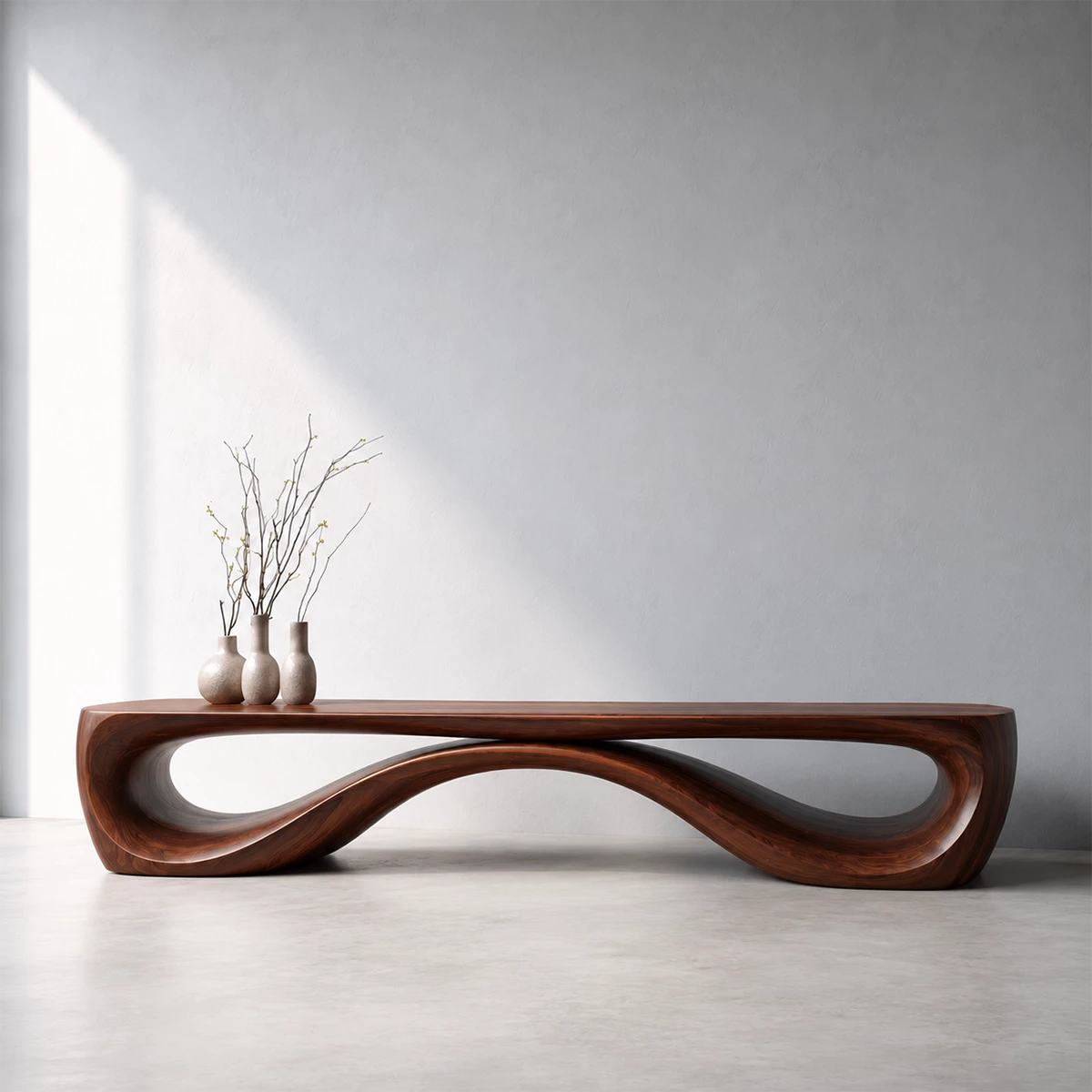 Sculptural Wave Wood Bench – Organic Natural Wood Bench for Modern Interior - Livewoodcraft - 5584 - 5