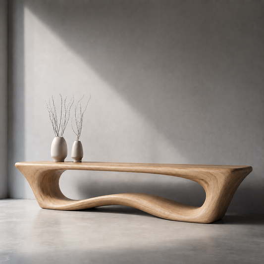 Sculptural Wave Wood Console Table – Organic Natural Wood Console for Modern Interior - Echotimber - 2752
