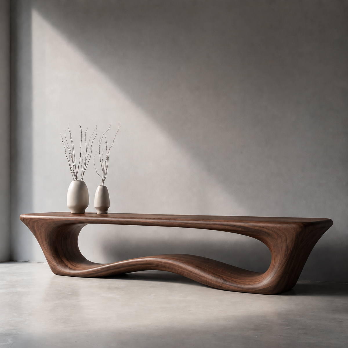 Sculptural Wave Wood Console Table – Organic Natural Wood Console for Modern Interior - Livewoodcraft - 2752 - 2