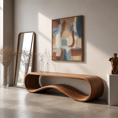 Sculptural Wave Wood Console Table – Organic Natural Wood Entryway Table for Modern Interior - Livewoodcraft - 3