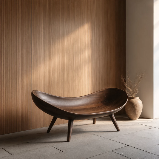 Sculptural Wood Lounge Chair – Organic Natural Wood Chaise for Modern Interior - Echotimber - 4672