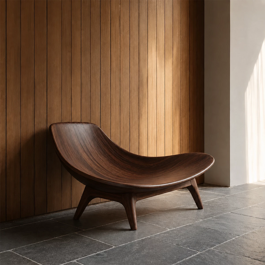 Sculptural Wood Lounge Chair – Organic Natural Wood Chaise for Modern Interior - Echotimber