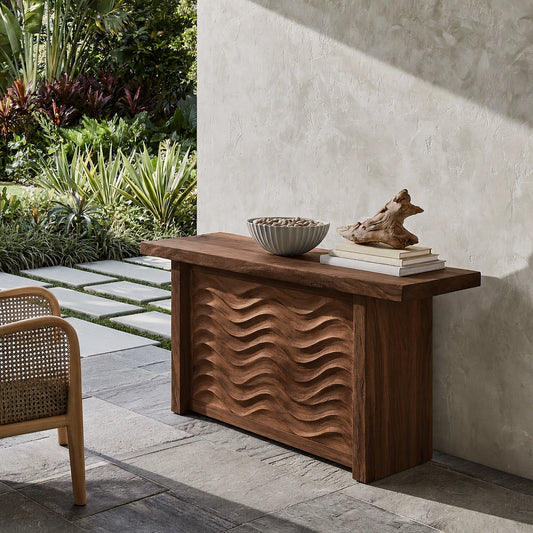 Wave Front Natural Solid Wood Sideboard Cabinet with Hidden Storage - Echotimber - 8368